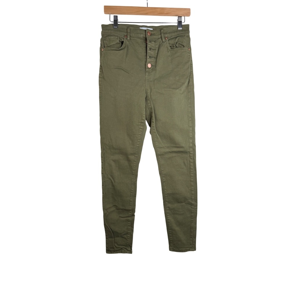 Loft Button Fly High Waist Skinny Ankle Pants size 4/27 Green